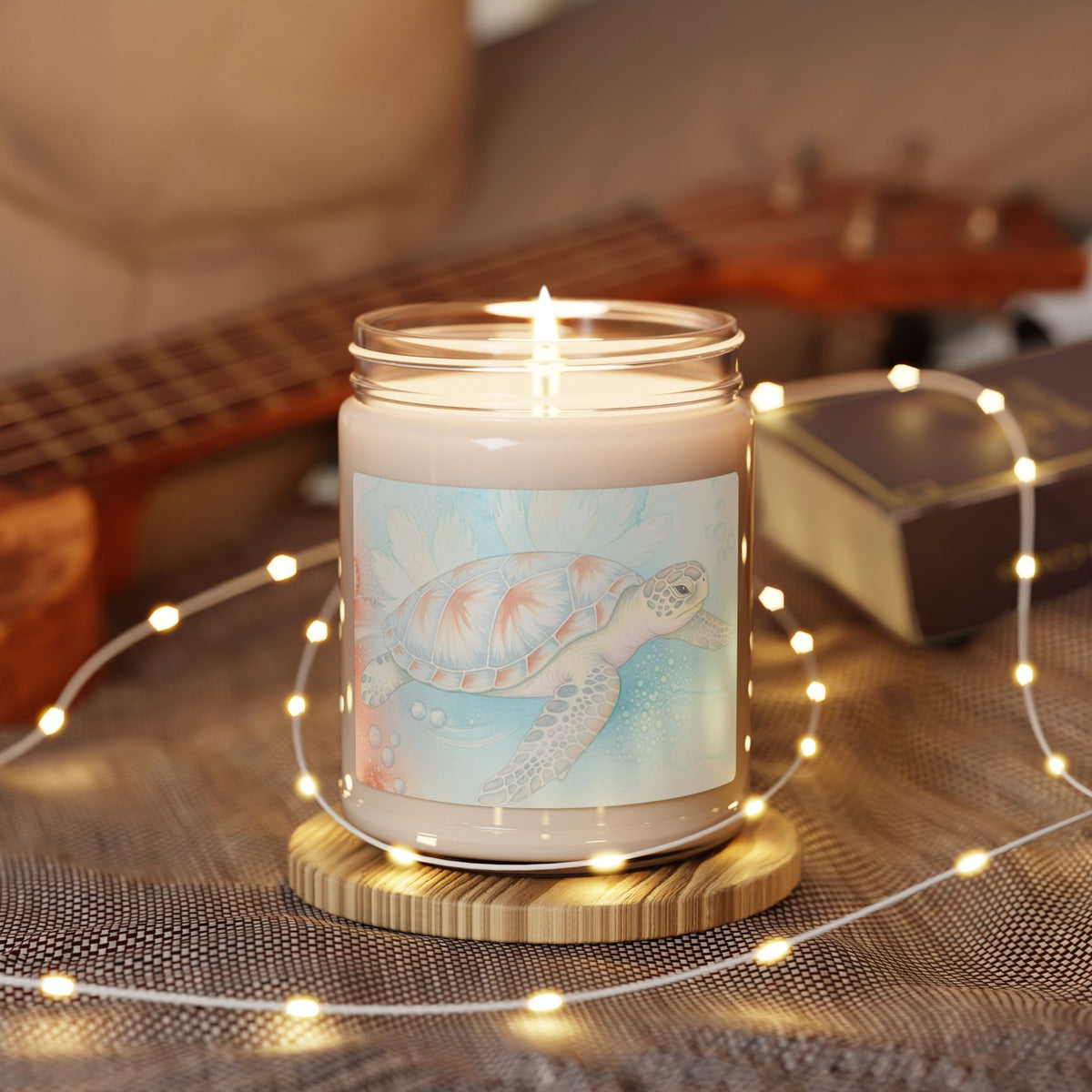 Sea Turtle Scented Soy Candle — 9oz Coastal Aromatherapy Candle (Ocean Breeze)