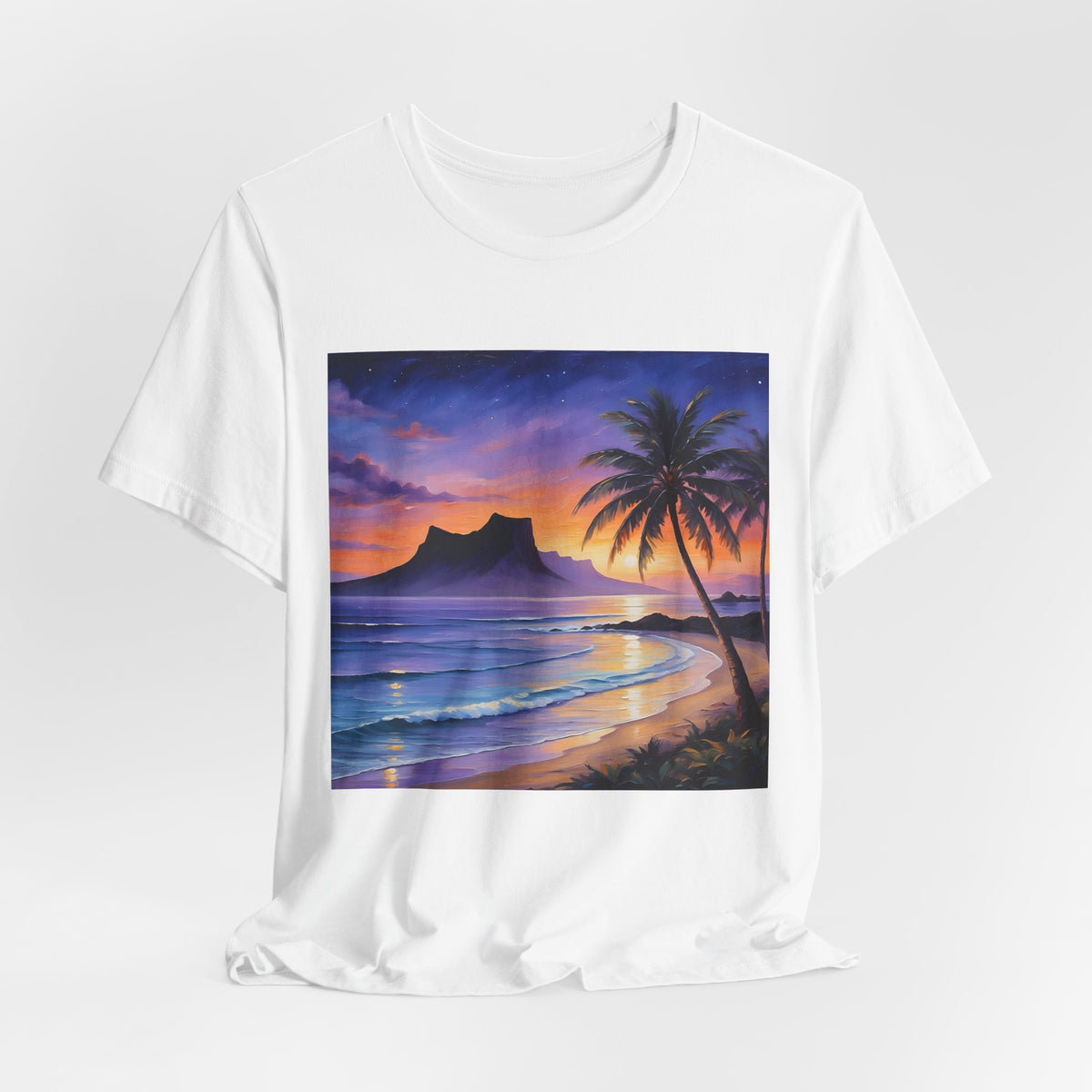 Sunset Beach Palm T-Shirt — Tropical Island Sunset Graphic Tee