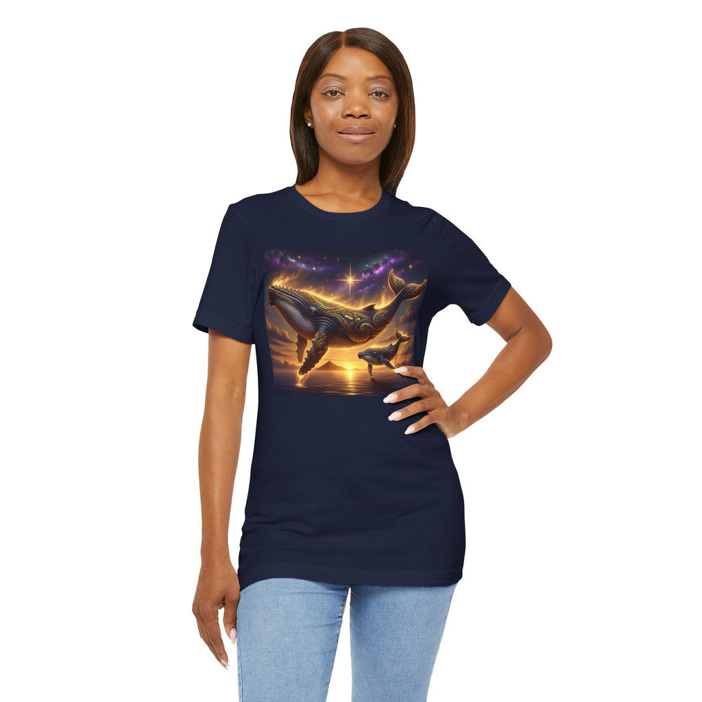 Sunset Whale Family T‑Shirt — Ocean Whale Scene Tee