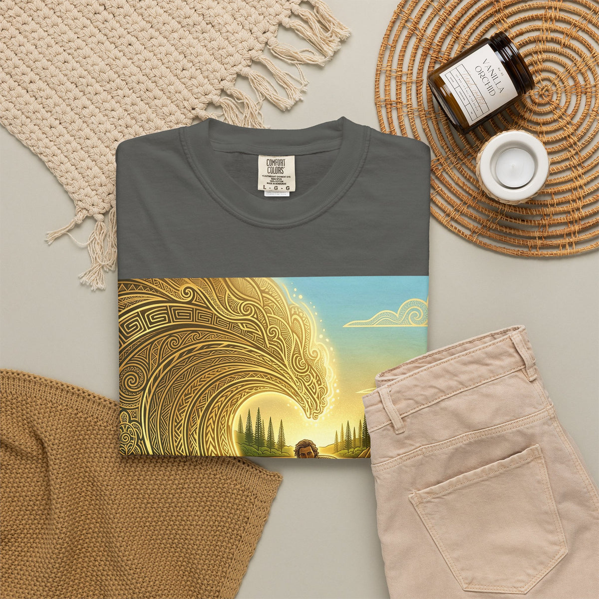 Surfer and Dolphin Wave T-Shirt | Vintage Coastal Surf Art