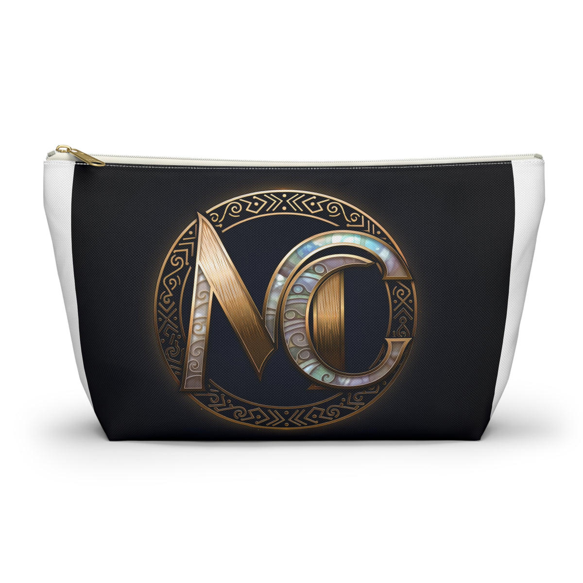 Monogram MC T-Bottom Accessory Pouch — Golden and Pearly Logo Cosmetic Bag