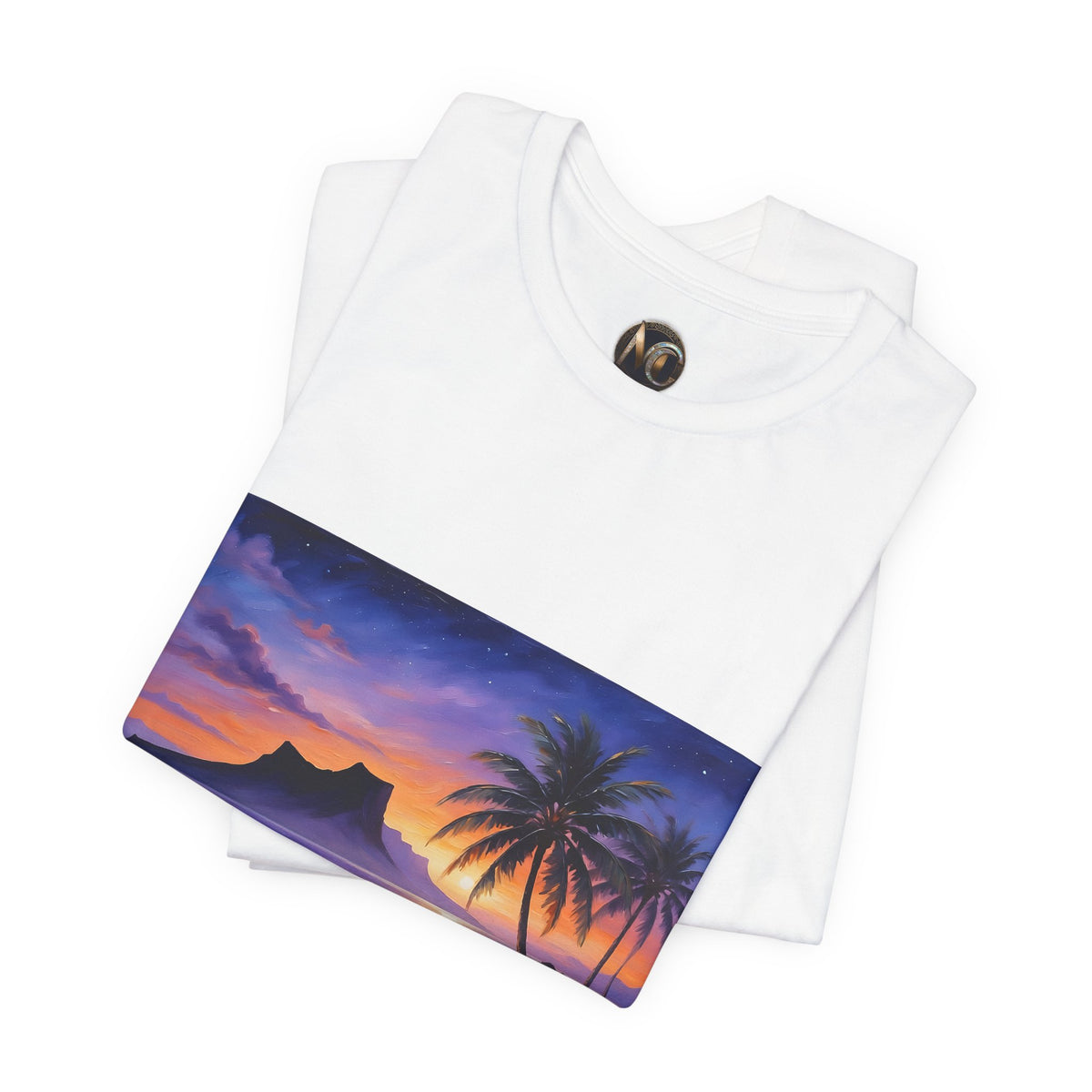 T-Shirt — Tropical Sunset Beach Print