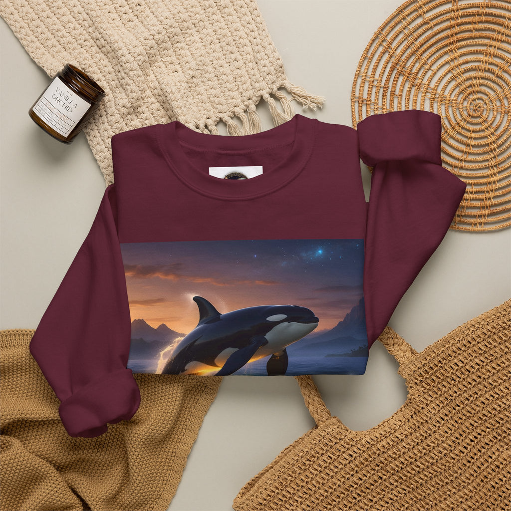 Orca Sunset Crewneck Sweatshirt — Majestic Killer Whale Graphic