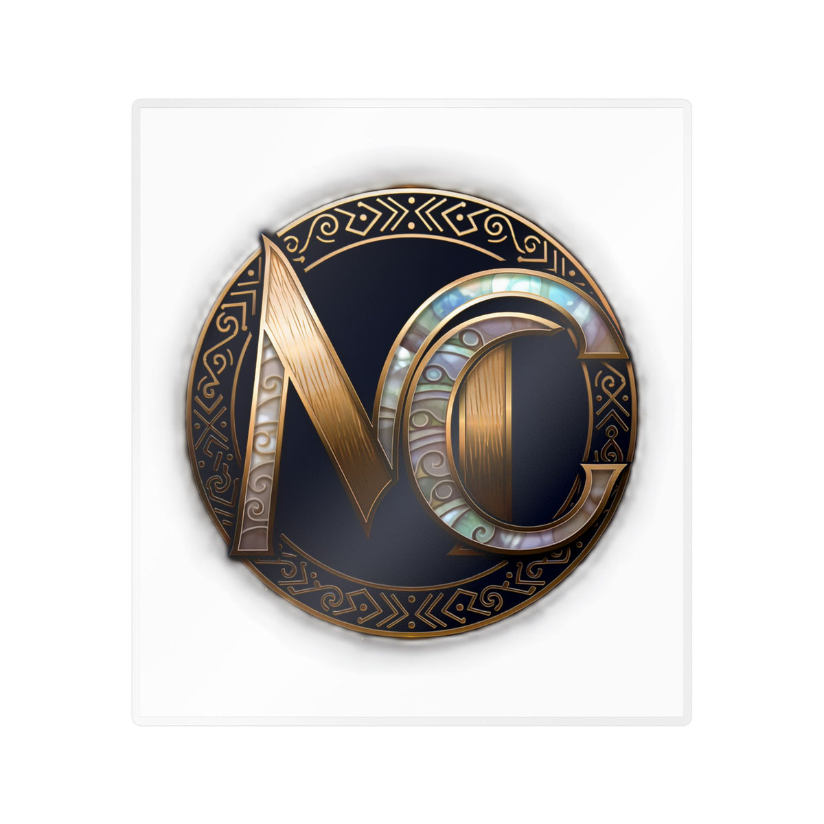 Monogram NC Gold Emblem Kiss-Cut Vinyl Sticker
