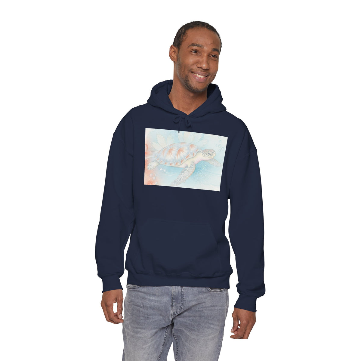 Sea Turtle Watercolor Hoodie — Pastel Ocean Turtle Pullover