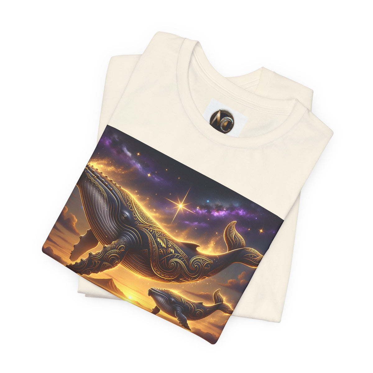 Sunset Whale Family T‑Shirt — Ocean Whale Scene Tee