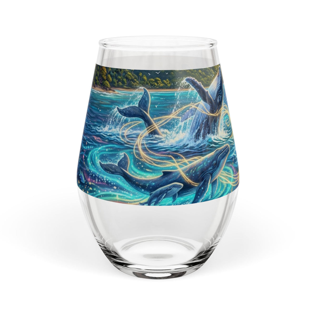 Whale Dance Stemless Wine Glass – Ocean Blue 11.75oz