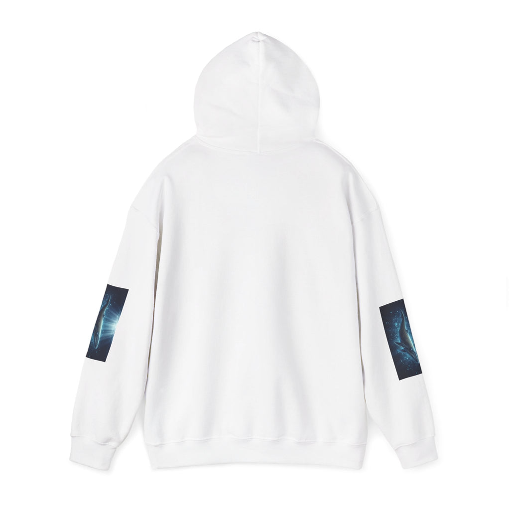 Whale of Light Hoodie — Radiant Blue Whale Graphic Pullover