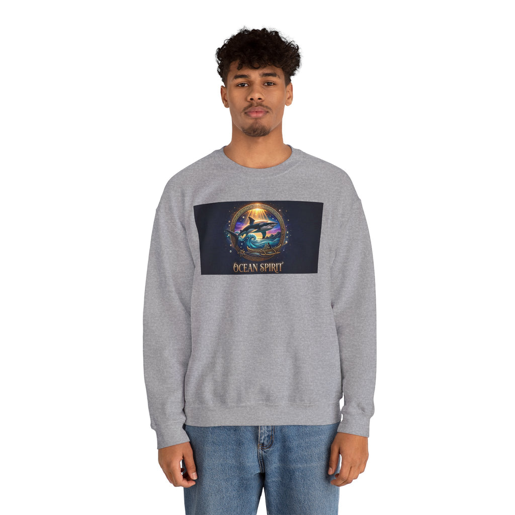 Ocean Spirit Crewneck Sweatshirt — Whale & Sunset Graphic
