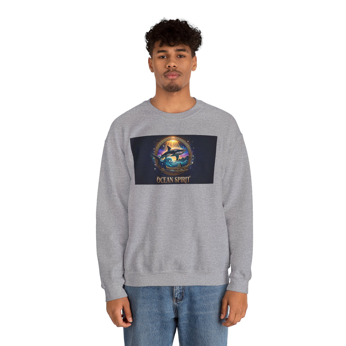 Ocean Spirit Crewneck Sweatshirt — Whale & Sunset Graphic
