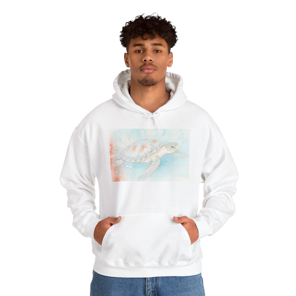 Sea Turtle Watercolor Hoodie — Pastel Ocean Turtle Pullover