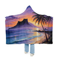 Tropical Sunset Snuggle Blanket – Hooded Beach Throw with Palm Trees