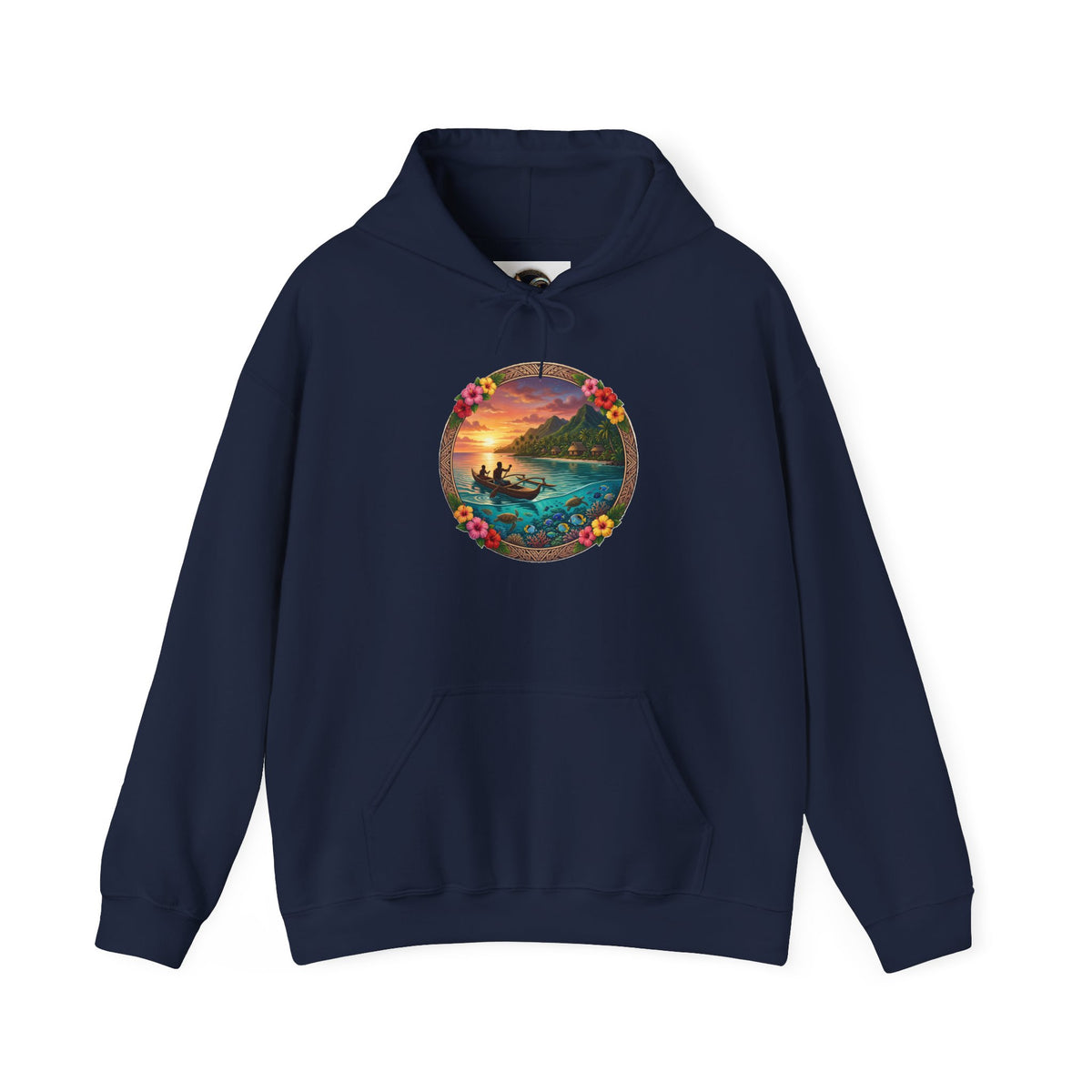 Sunset Surf Hoodie — Tropical Beach Circle Graphic Sweatshirt