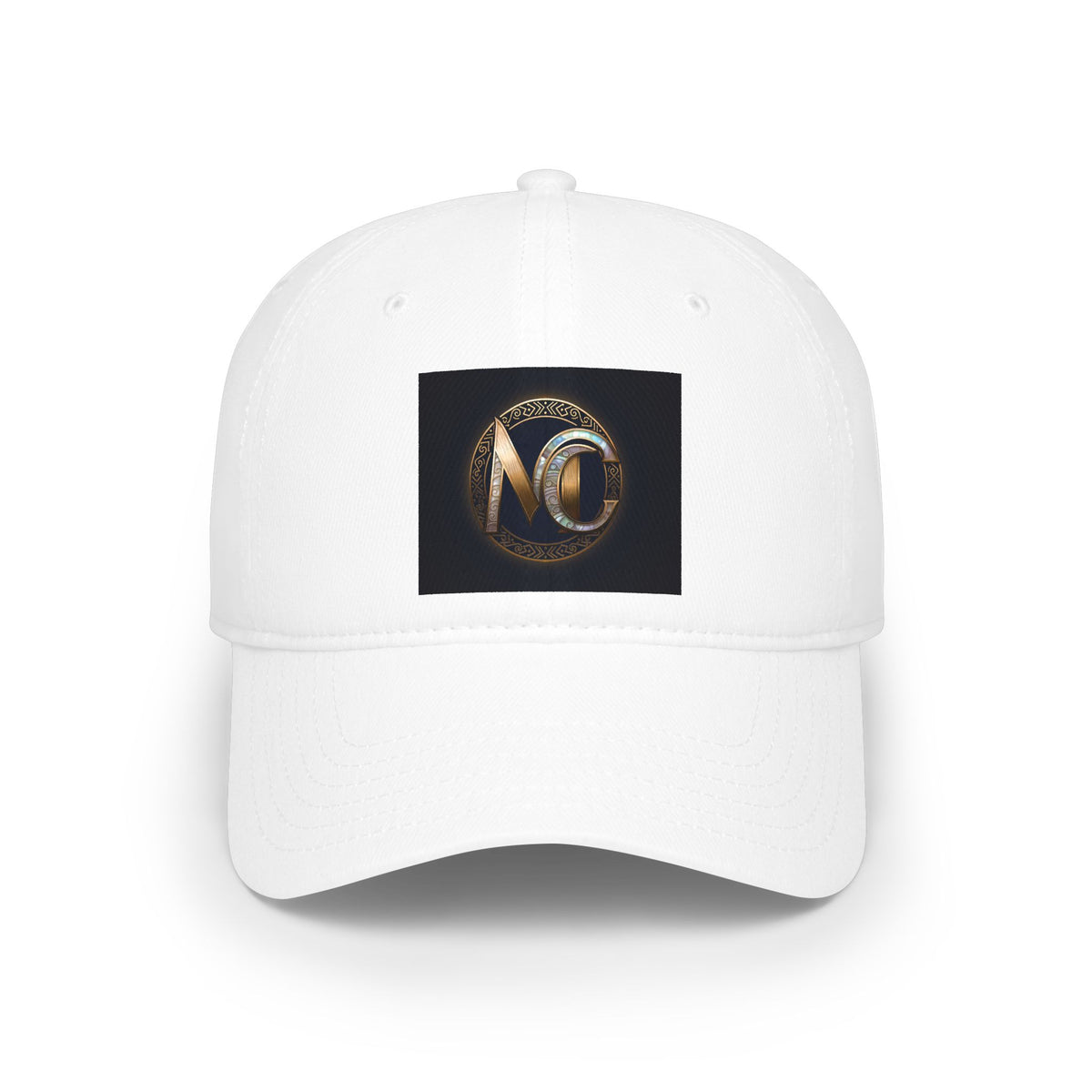 Low-profile baseball cap with gold and pearl emblem—bold minimalist hat