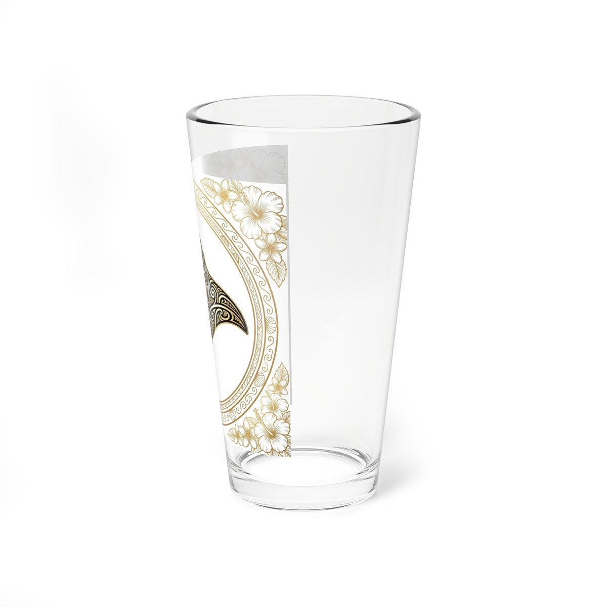 Ornate Manta Ray Mixing Glass — 16oz Decorative Beach Glass