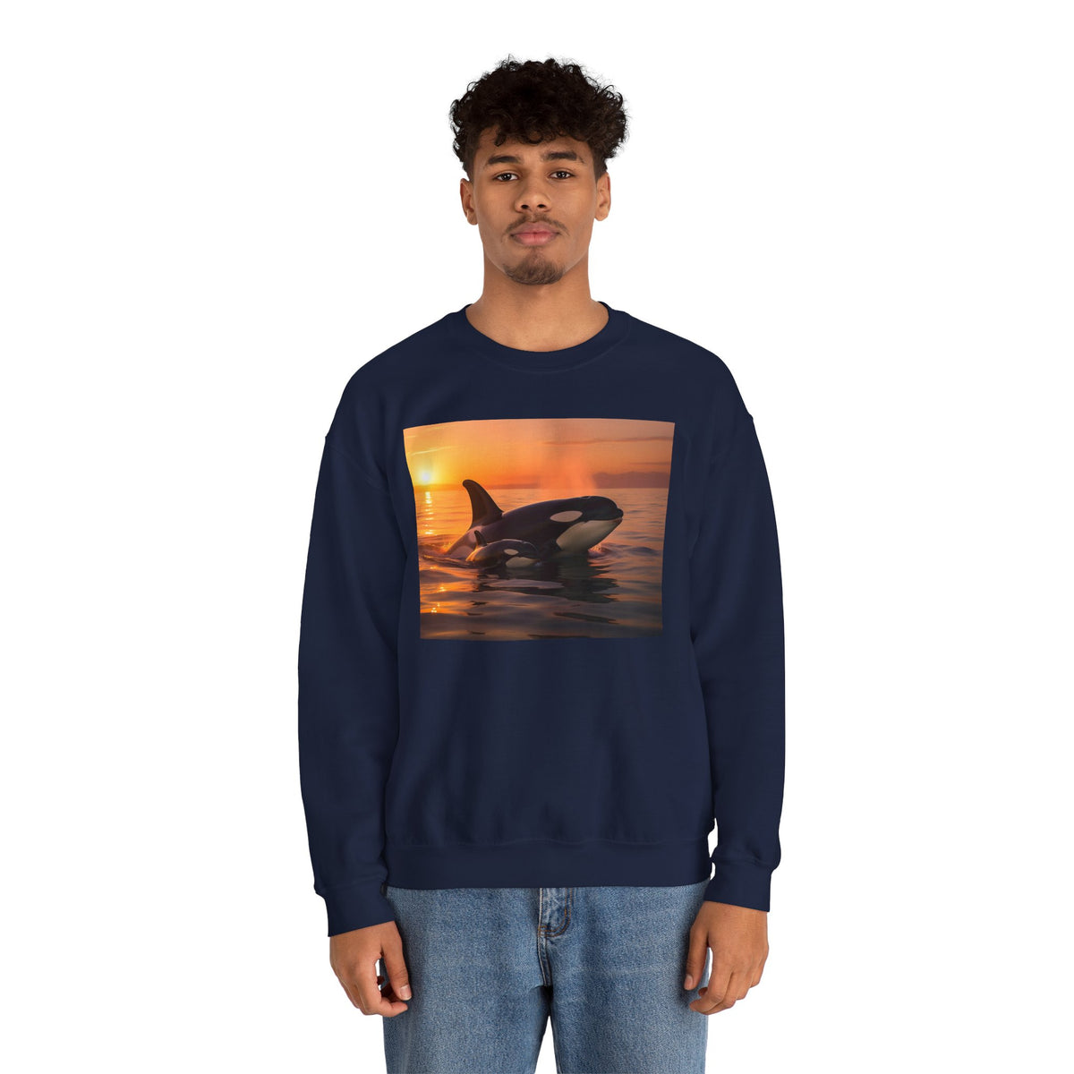 Orca Sunset Crewneck Sweatshirt — Killer Whale Photo Sweatshirt
