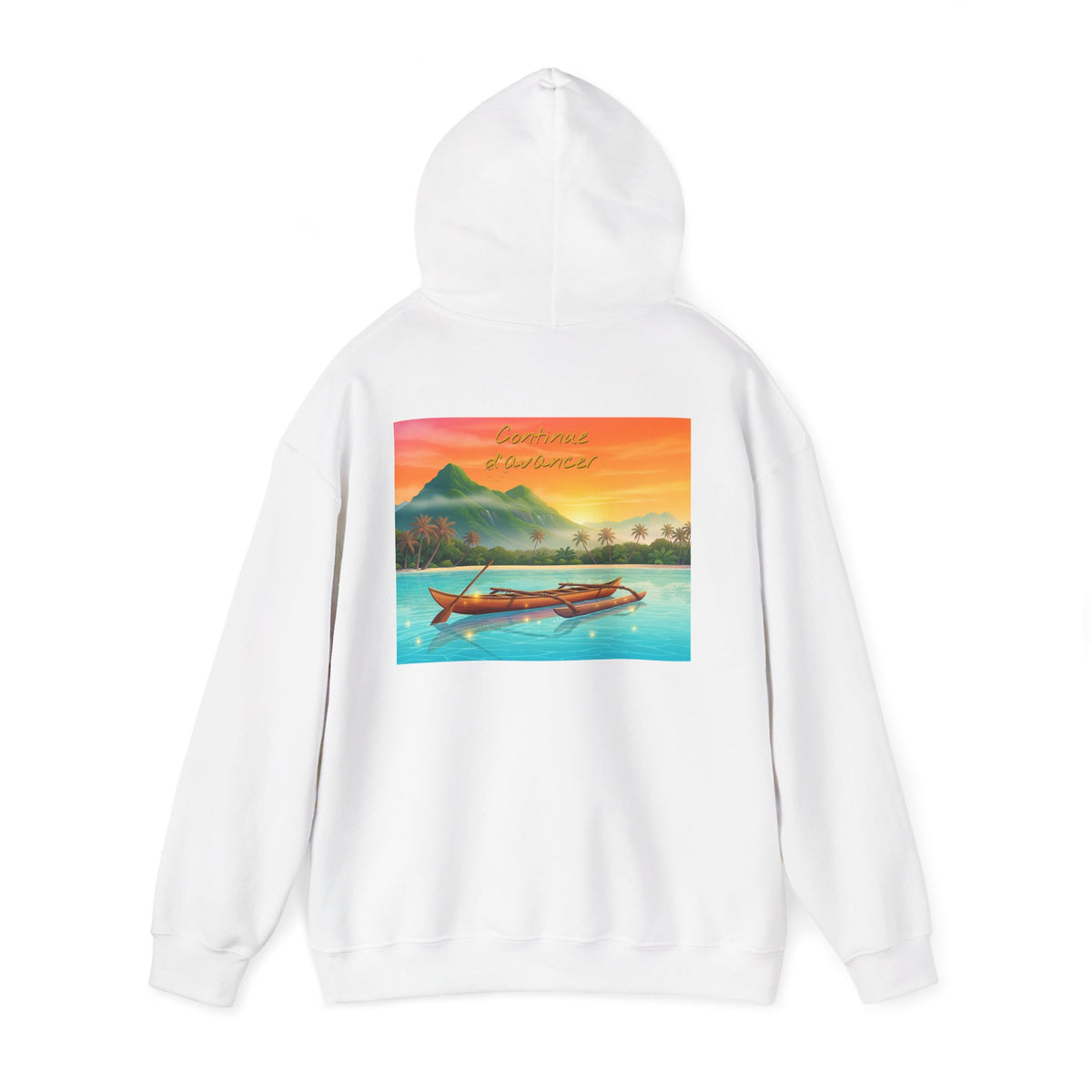 Tropical Sunset Hoodie — Scenic Boat & Island Print
