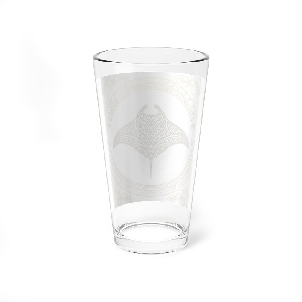 Ornate Manta Ray Mixing Glass — 16oz Decorative Beach Glass