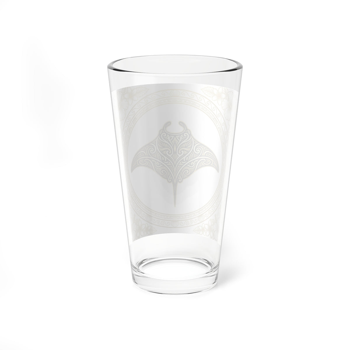 Ornate Manta Ray Mixing Glass — 16oz Decorative Beach Glass
