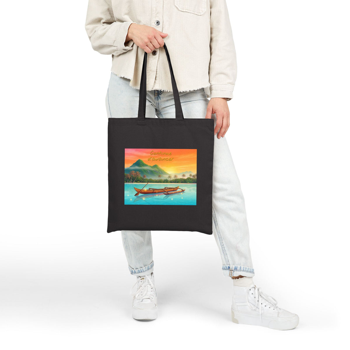 Tote Bag — Tropical Sunset Boat Canvas Tote
