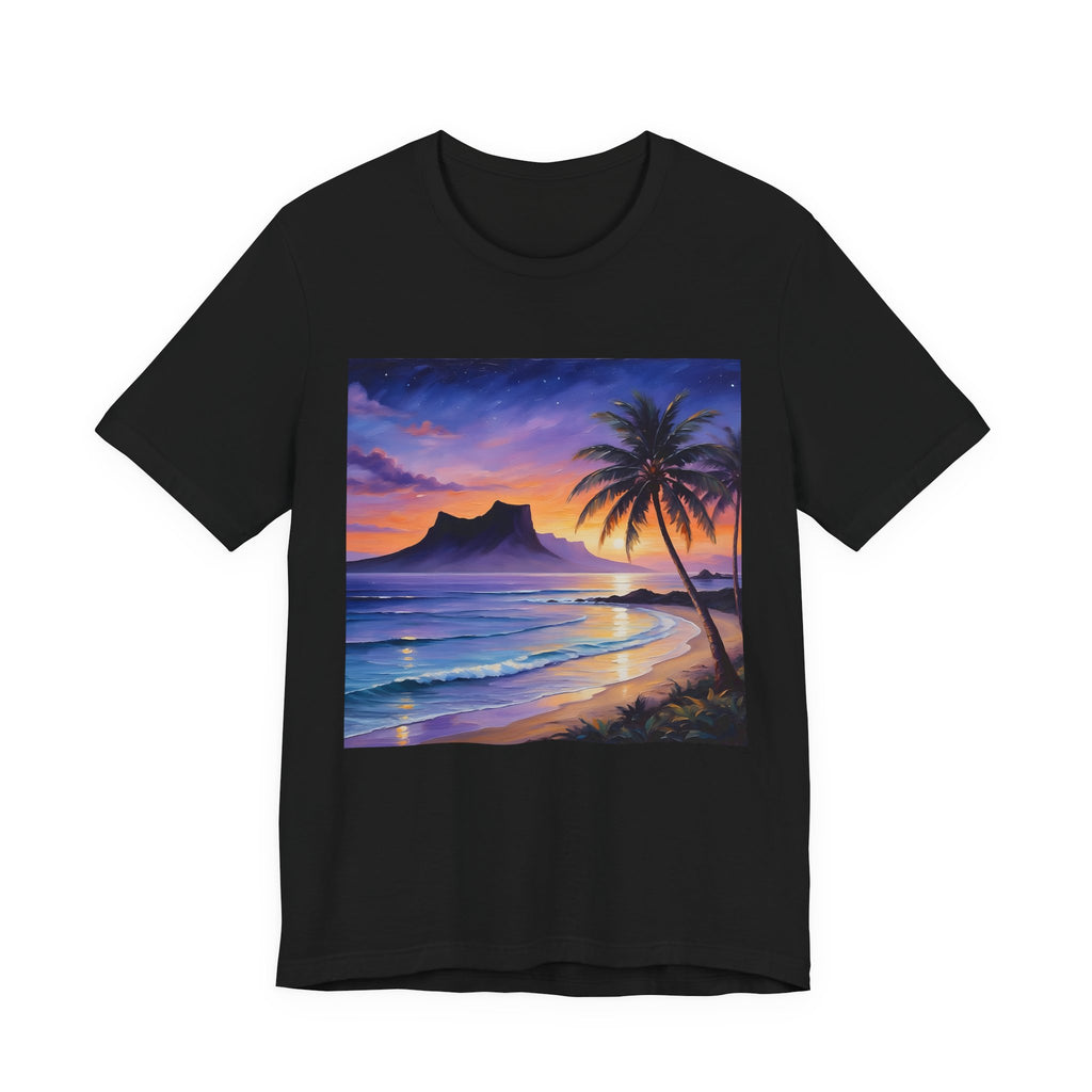 Sunset Beach Palm T-Shirt — Tropical Island Sunset Graphic Tee