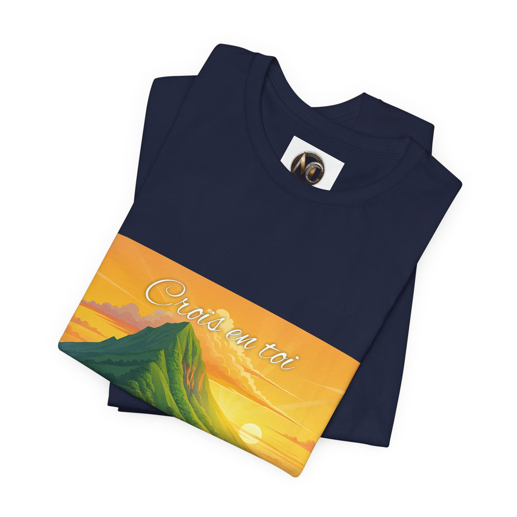 T-Shirt — Sunrise Mountain Landscape Tee with 'Oahu' Script