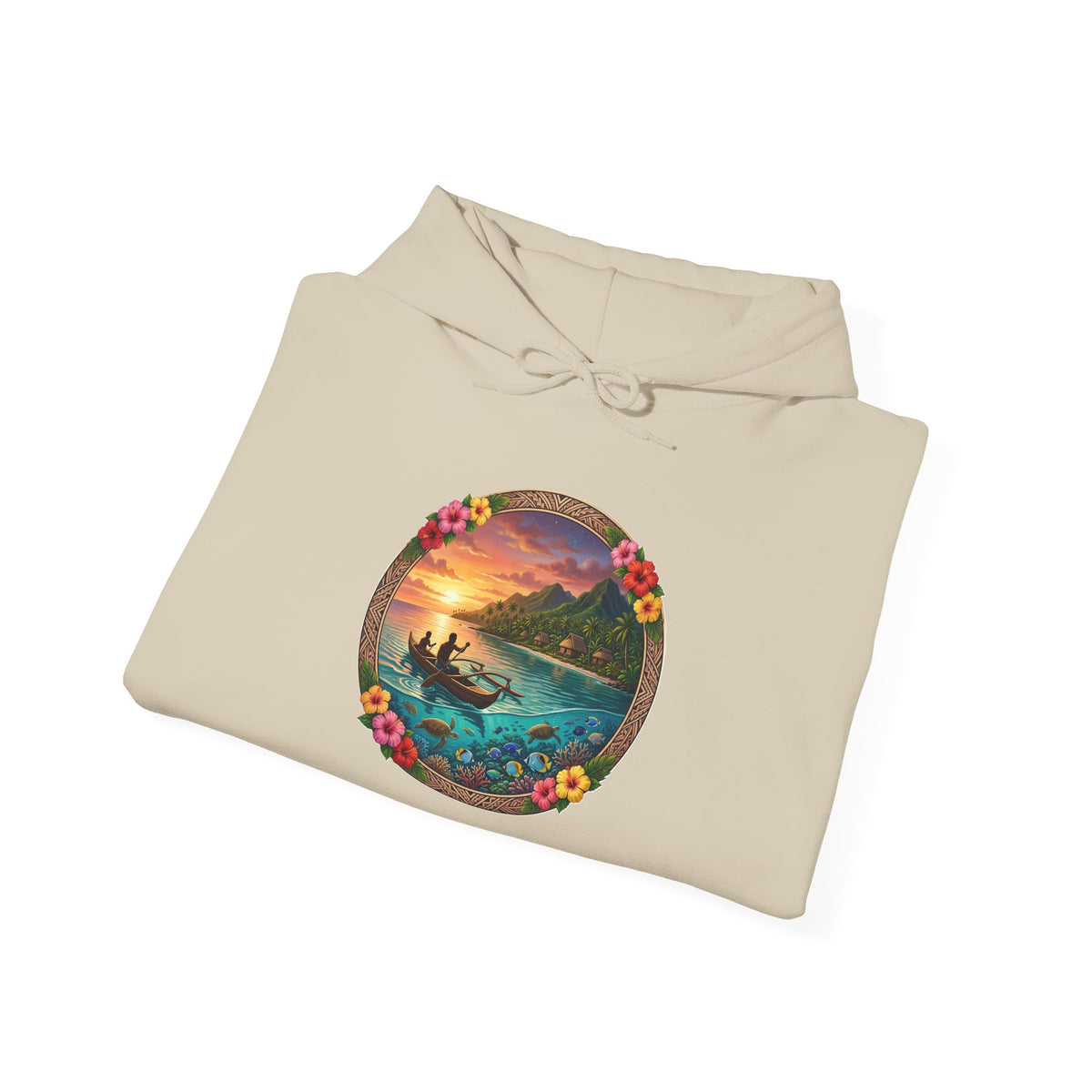 Sunset Surf Hoodie — Tropical Beach Circle Graphic Sweatshirt