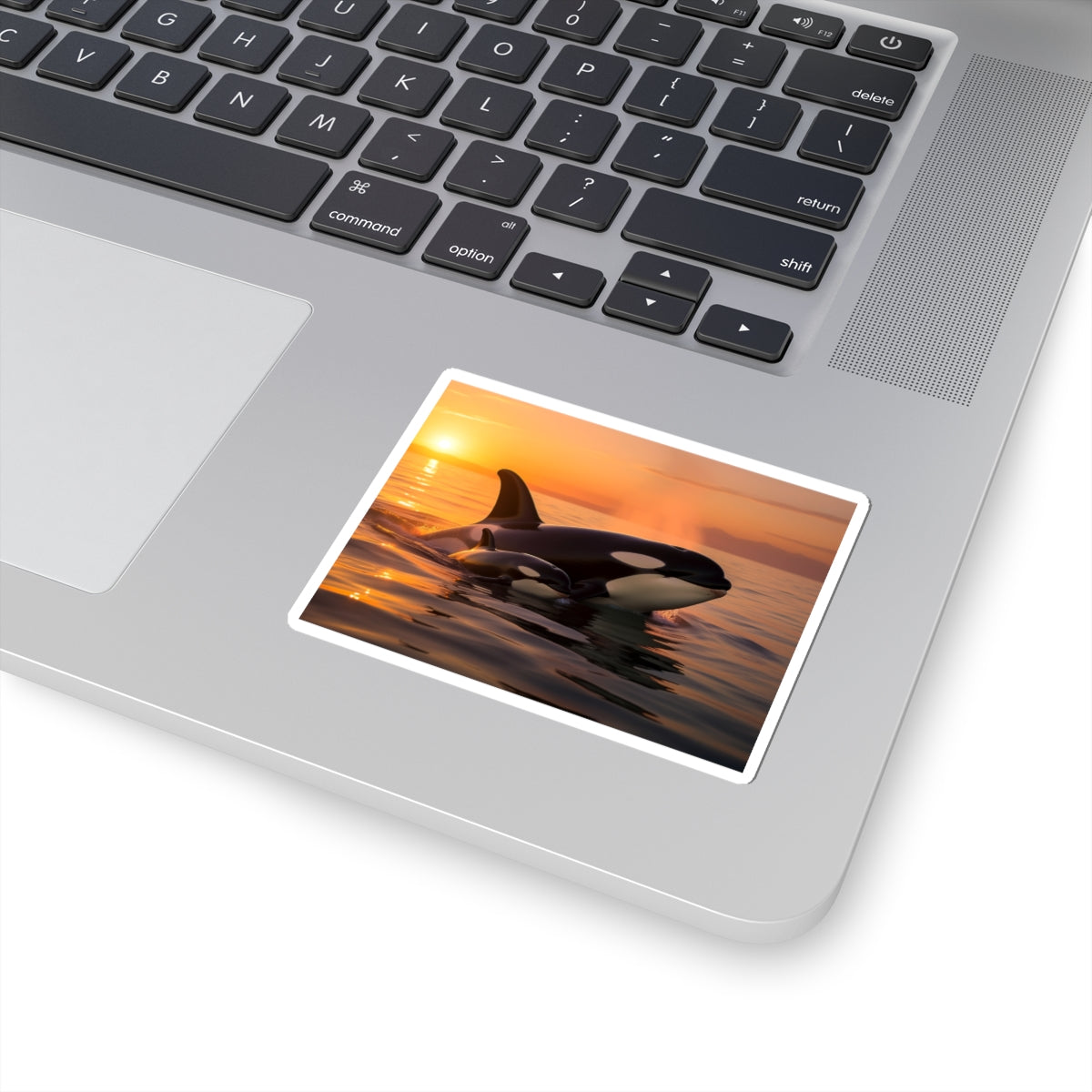 Orca Sunset Sticker — Killer Whale Kiss-Cut Vinyl Sticker