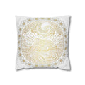 Golden Dolphin Sunrise Decorative Pillowcase — Boho Floral Square Cushion Cover