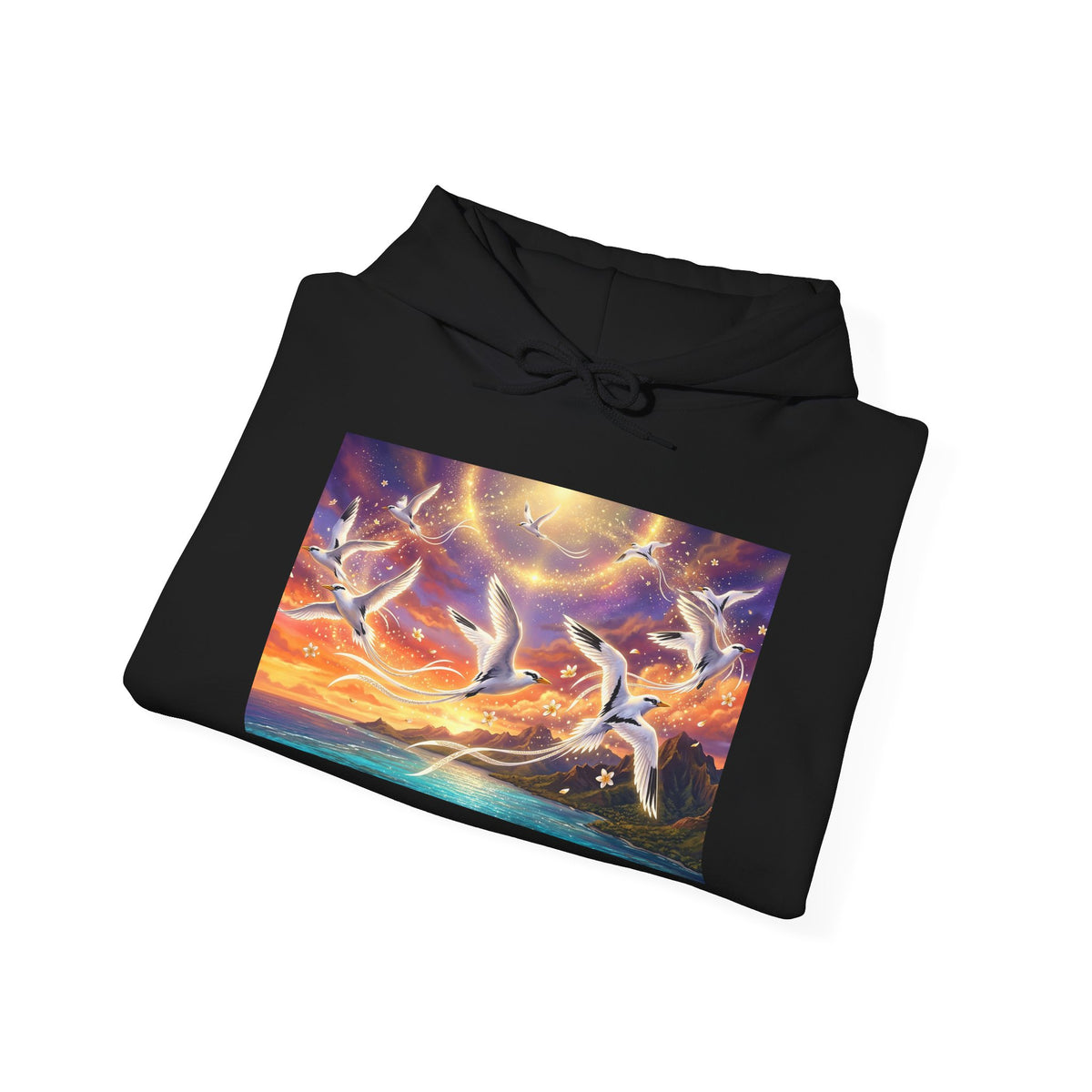 Sunset Pailles en queue Hoodie — Coastal Sunset Ocean Birds Graphic Sweatshirt