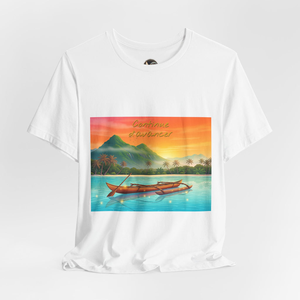 Sunset Longtail Boat Tee — Tropical Beach Graphic T-Shirt