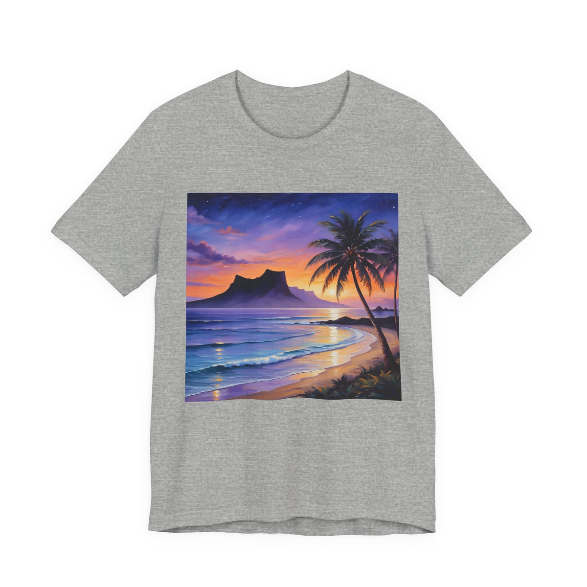 Sunset Beach Palm T-Shirt — Tropical Island Sunset Graphic Tee
