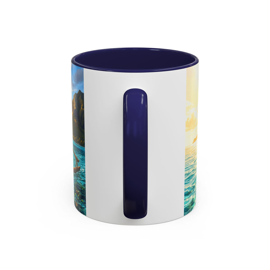 Tropical Canoe Coffee Mug — Ocean Dolphin Sunrise Scenic Mug (11/15oz)
