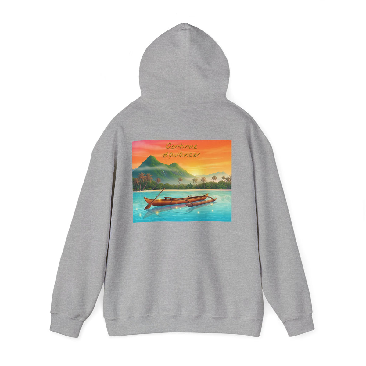 Tropical Sunset Hoodie — Scenic Boat & Island Print