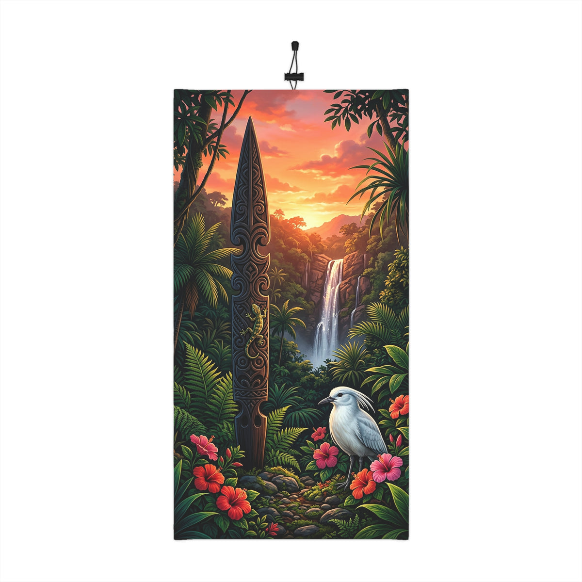 Tropical Sunset Neck Gaiter – Hawaiian Surfboard & Kākāura Winter Face Mask