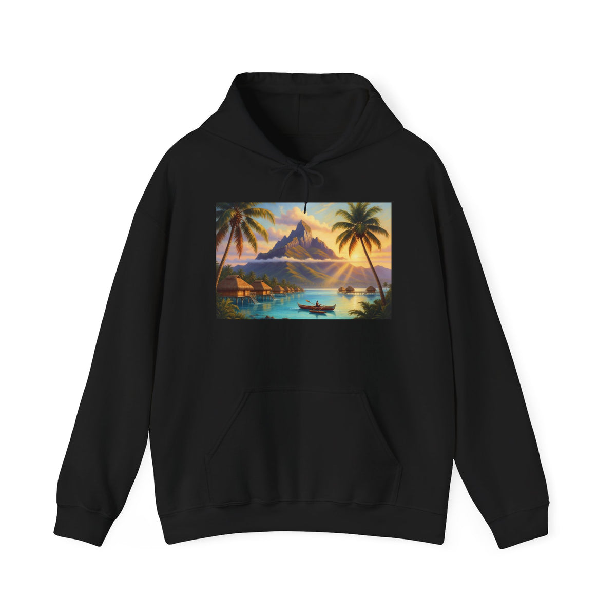 Tropical Sunset Hoodie — Vintage Island Beach Scene Pullover