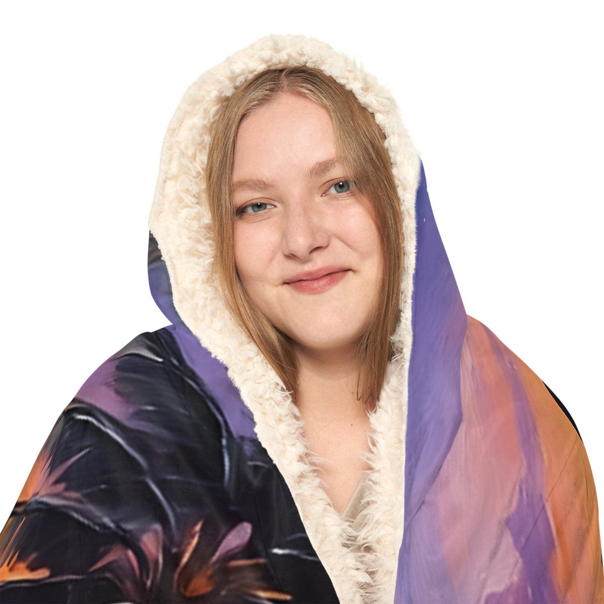 Tropical Sunset Snuggle Blanket – Hooded Beach Throw with Palm Trees