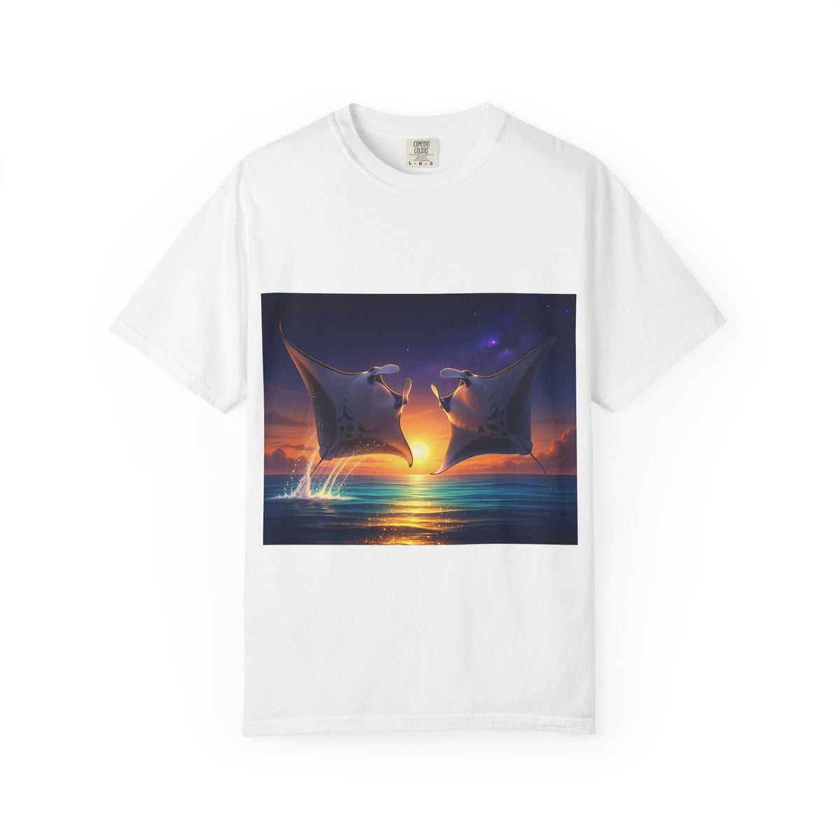 Manta Rays Sunset Ocean T-Shirt — Dancing Mantas Beachwear