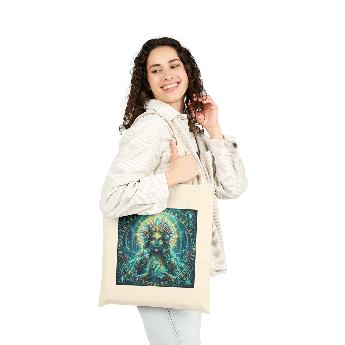 Mystic Goddess Canvas Tote - Boho Spiritual Art Cotton Bag