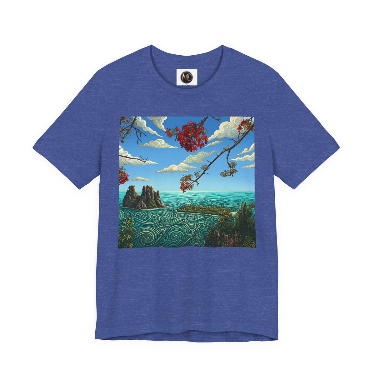 Surreal Beachscape Tee — Dreamy Sunset Ocean Art T-Shirt