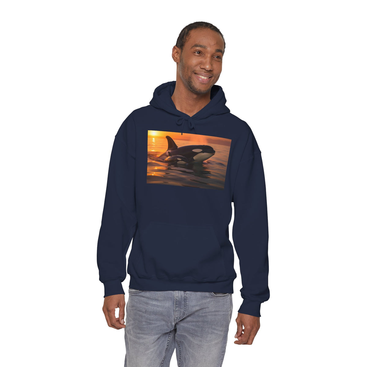 Orca Sunset Hoodie - Killer Whale Sunset Pullover for Marine Life Lovers
