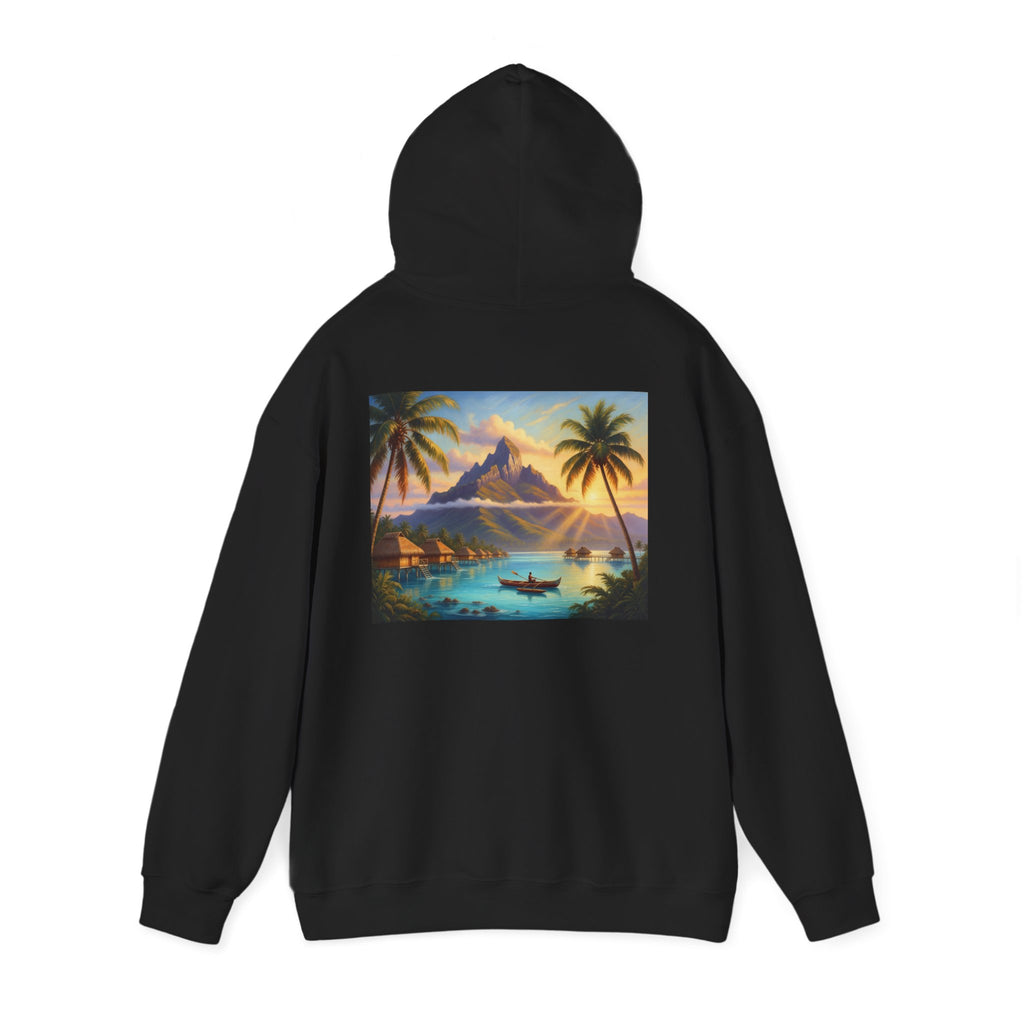 Tropical Island Hoodie — Vintage Sunset Palm Beach Graphic Hooded Sweatshirt