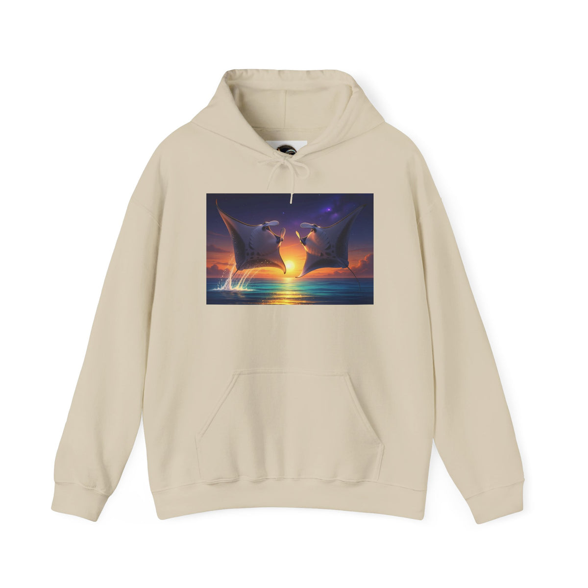 Sunset Dolphin Heart Hoodie — Romantic Ocean Whale Silhouette Pullover