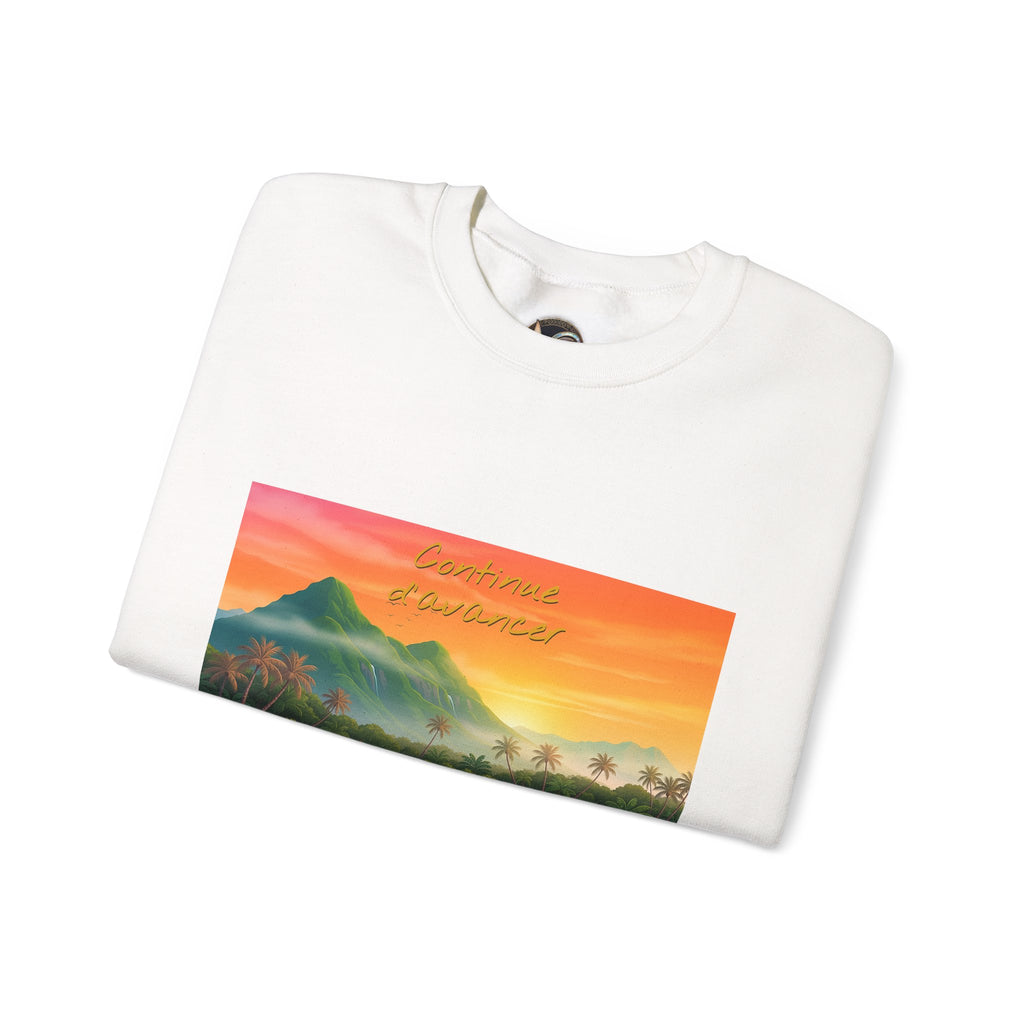 Tropical Sunset Crewneck Sweatshirt — Canoe on Calm Water Scenic Print