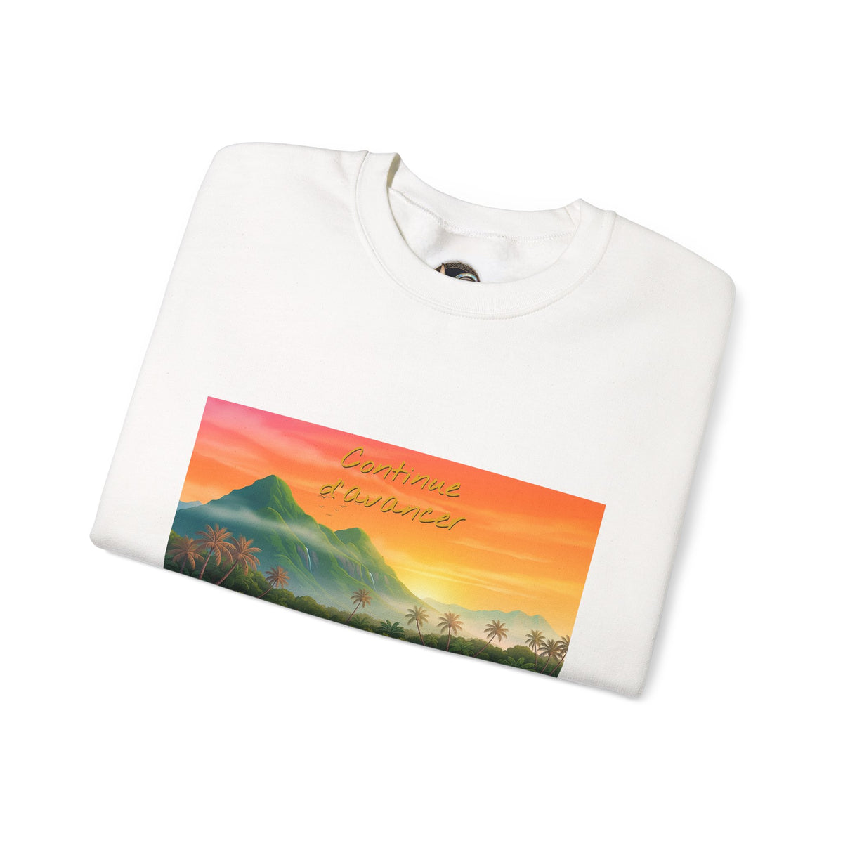 Tropical Sunset Crewneck Sweatshirt — Canoe on Calm Water Scenic Print