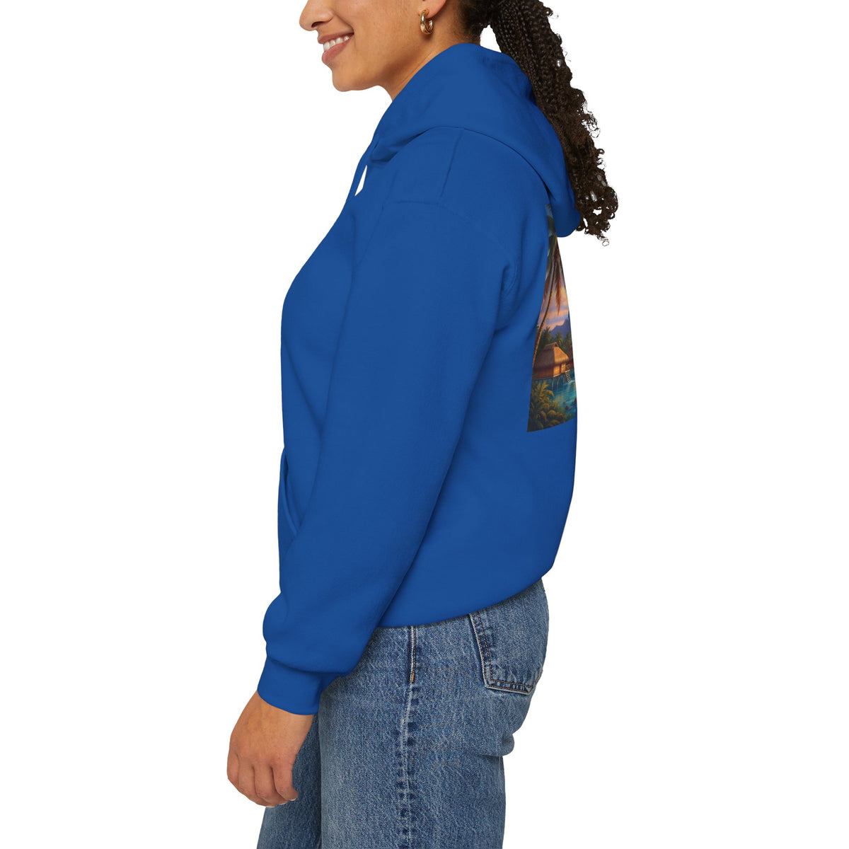 Tropical Island Hoodie — Vintage Sunset Palm Beach Graphic Hooded Sweatshirt