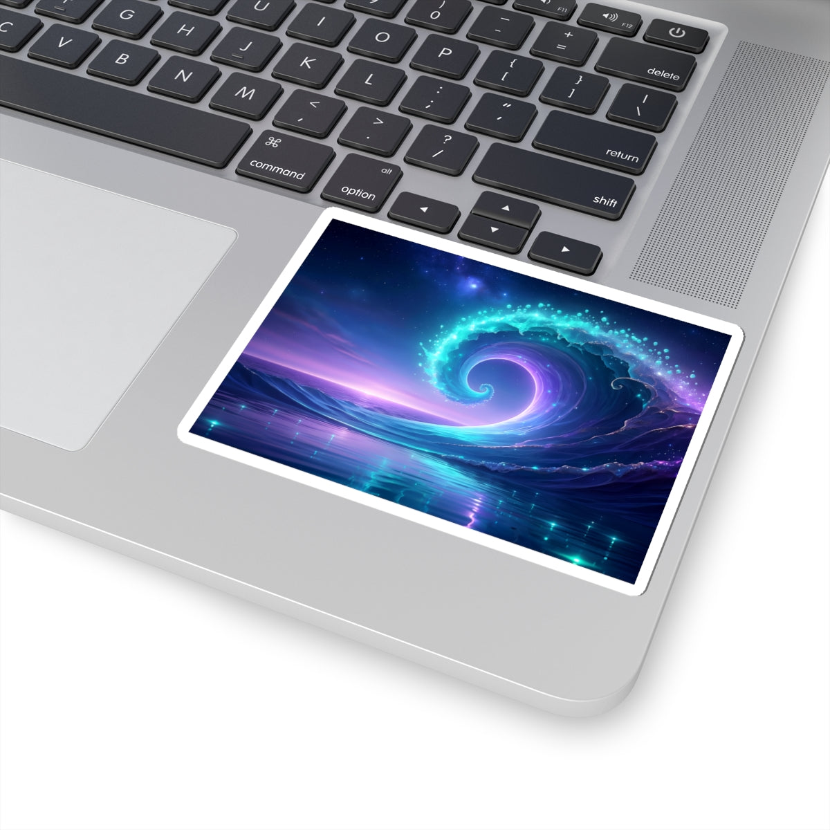 Mystic Ocean Wave Sticker — Neon Galaxy Surf Kiss-Cut Sticker