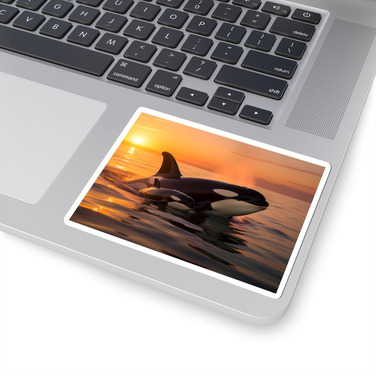 Orca Sunset Sticker — Killer Whale Kiss-Cut Vinyl Sticker