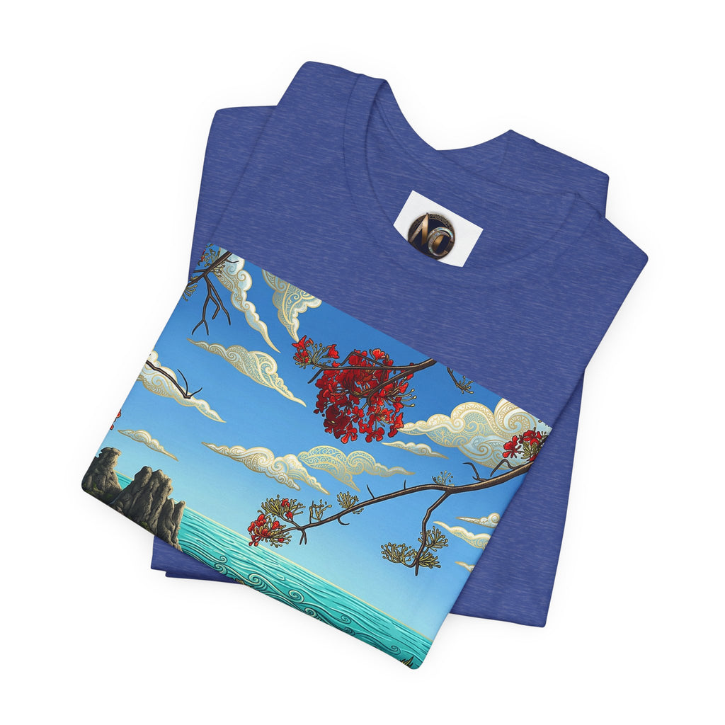 Surreal Beachscape Tee — Dreamy Sunset Ocean Art T-Shirt