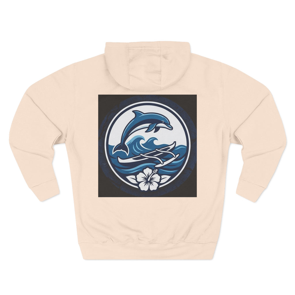 Dolphin Wave Fleece Hoodie — Coastal Hibiscus Graphic